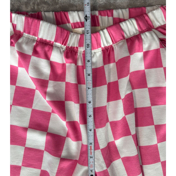 Boutique Pink White Checker Checkmate Terry Wide Leg Pants Womens Medium - Picture 4 of 5